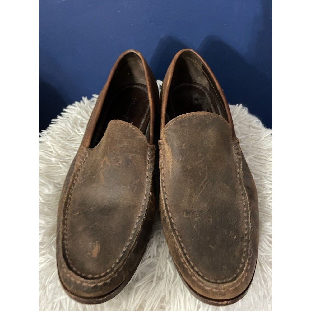 Trask Loafers Mens Size 10.5 Brown Waxed  Leather Shoes Slip On